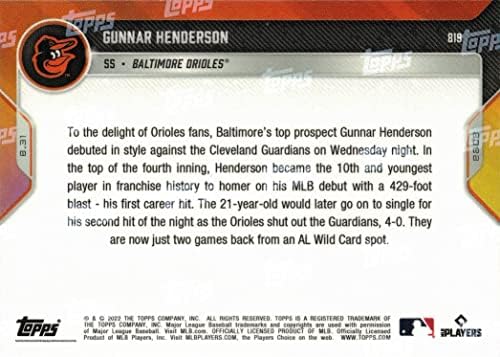 2022 Topps Most Baseball 819 Gunnar Henderson Előre Újonc Kártya Orioles - 1 Nagy Liga Hit hazafutás