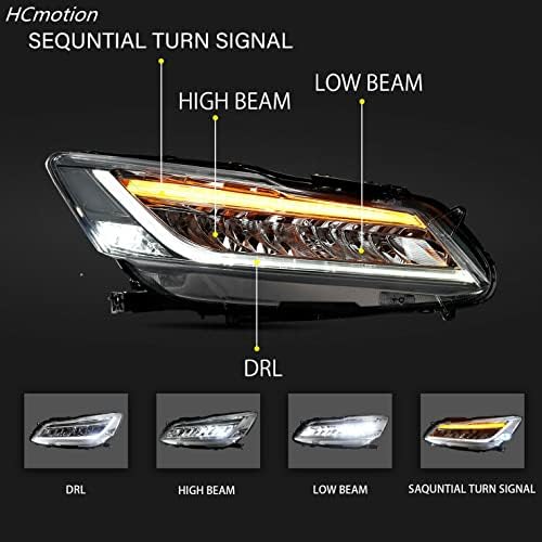HCmotion LED Fényszóró Honda Accord Sedan 2013 2014 2015 LED-es Első Lámpa