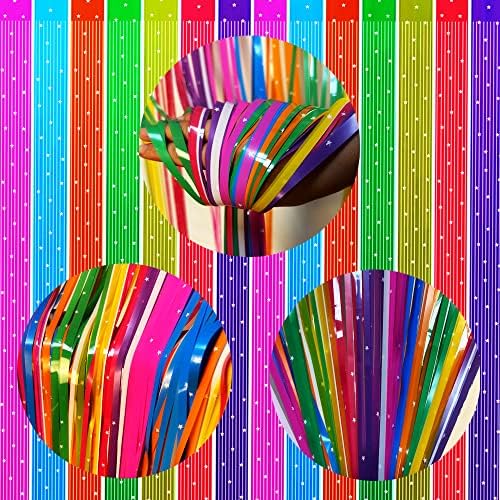 Színes Hátteret, Fiesta Hátsó Csepp Szalagok Rainbow Party Dekoráció Fólia béren kívüli Függöny Fotó Kellékek