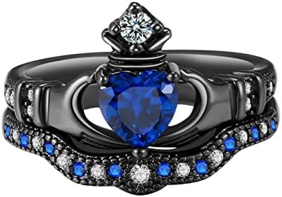 Népszerű Hölgy Tartja Zafír Szív Alakú Koronát Gyűrűk Ékszerek Tartozék Ajándék Méret 5 12 Gyűrűk Mérete