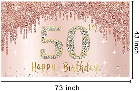 Boldog 50-ik Születésnapját Banner Háttér Dekoráció Nők, Rose Gold 50 Szülinapi Parti Jel Kellékek, Rózsaszín