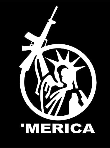 Csak A Móka kedvéért 6 x 3.75 'Merica Szabadság-Szobor Amerikai Hazafi, Kezében Fegyver Vinil Meghalni