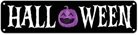 CowkissSign Vicces, Félelmetes Halloween Tök Boszorkány Kalap, Fali Dekor Fém Alá Esik Halloween Üdv Fém
