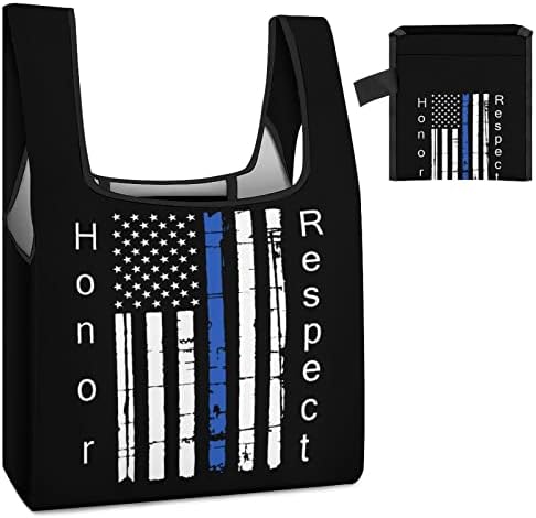 Vékony Kék Vonal Amerikai Zászló Összecsukható Bevásárló Táskák Újrafelhasználható Bevásárló Táska Összecsukható