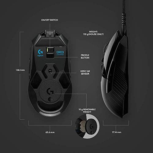 Logitech G903 Lightspeed Vezeték nélküli Gaming Mouse Lightsync RGB, Kétkezes Fekete Logitech G640 Nagy