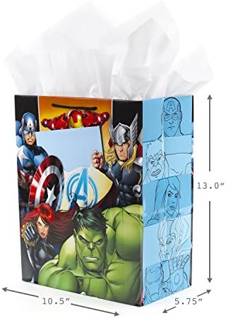 Hallmark 13 Nagy Bosszúállók Ajándék Táska Szülinapi Kártyát, selyempapír (Amerika Kapitány, Hulk, a vasember,