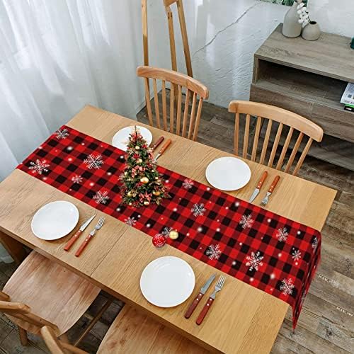 UYPGOIN Piros, illetve Fekete Bivaly Kockás Hó asztali Futó, Szezonális, Téli Boldog Karácsonyt Ünnepi