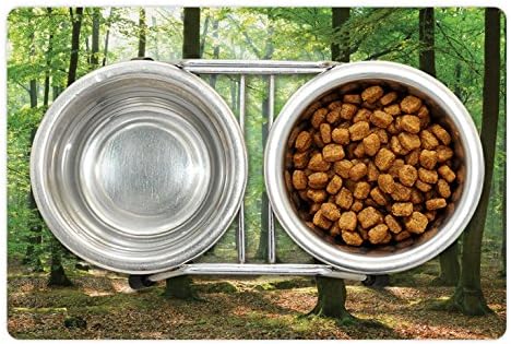Lunarable Erdő Pet-Mat Élelmiszer, Víz, Reggel Az Erdőben Frissesség Természeti Környezet Varázslatos