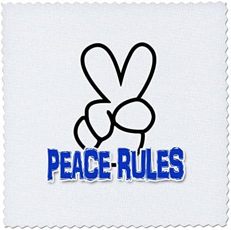 3dRose Kép a Szavak Béke Szabályok, Ujjak, Hogy Béke Jele - Paplan Négyzetek (qs_357765_10)