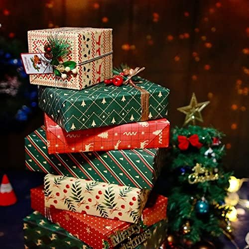 JGQGB 15 Lap Meghatározott Karácsonyi Kfrat Csomagolópapír Zöld Esküvő Dekoráció Ajándék Wrap Artware