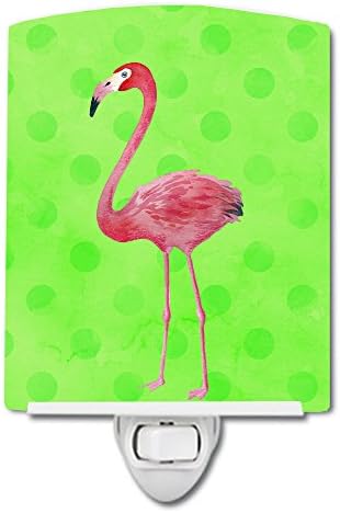 Caroline Kincsek BB8185CNL Flamingo Zöld Polkadot Kerámia Éjjeli Lámpa, Kompakt, UL-Tanúsítás, Ideális