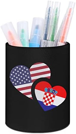 Horvátország amerikai Zászló Bőr tolltartó Aranyos Ceruza Asztali Edények Tároló Fiók Smink Szervező Irodai