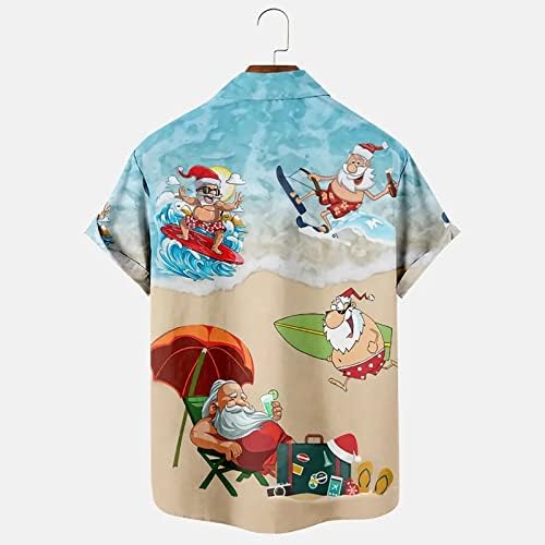 WOCACHI Karácsonyi Gomb Le shirt Mens Rövid Ujjú Vicces Karácsonyi Mikulás Nyomtatás Alkalmi Fél Tervező