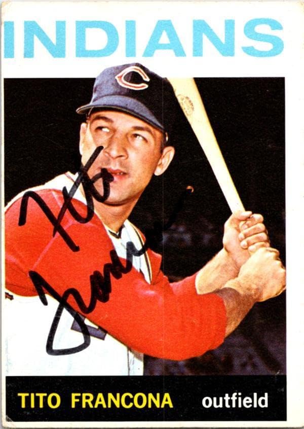 Tito Francona dedikált Baseball Kártya (Cleveland indians) 1964 Topps 583 - Baseball Asztalon Dedikált