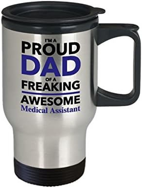 Büszke Apa egy Fantasztikus Orvosi Asszisztens Utazási Bögre, Apák Napi Ajándék Apa A Fiát, Lányát, Gyerekek