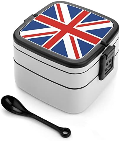 Union Jack BRIT Zászló Bento Box Dupla Réteg All-in-One Rakható Ebéd Tartály Kanalat Piknik Munka, Utazás