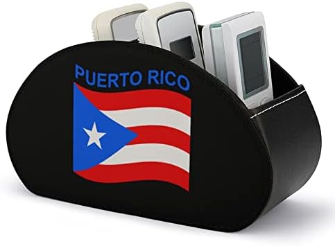 Zászló Puerto Rico TV Távirányító tartó, 5 Rekeszes Pu Bőr Doboz Tároló Szervező Irodai Kellékek