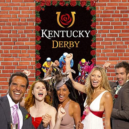 Kentucky Derby Ajtót Borító Zsoké Fut A Rózsa Banner Lóverseny Party Dekoráció, Beltéri, Kültéri Hátteret