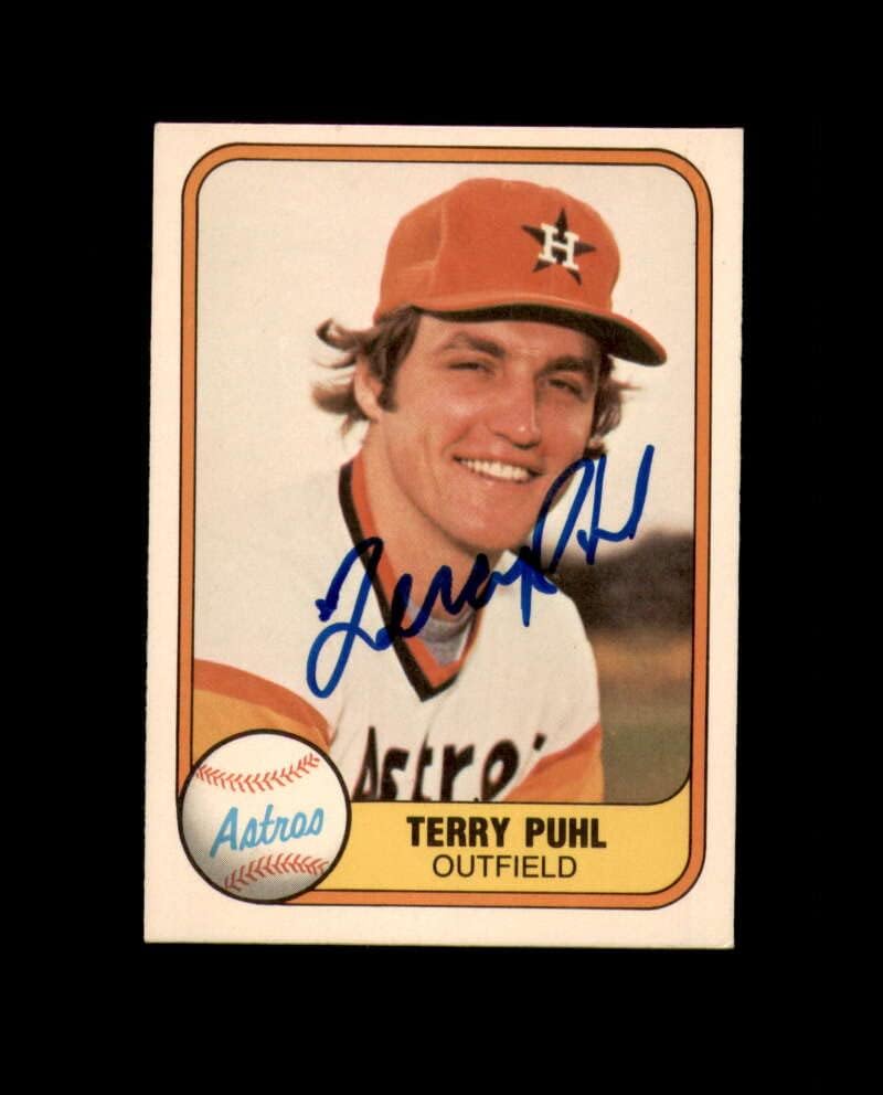 Terry Puhl Kézzel Aláírt 1981 Fleer Houston Astros Autogramot