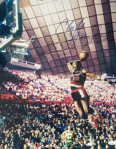 Clyde Drexler Aláírt Dedikált 16x20 Fotó SZÖVETSÉG Authen Portland Trail Blazers 8 - Dedikált NBA-Fotók
