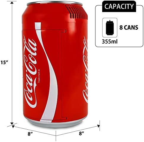Koolatron Coca-Cola Hordozható 8 Termoelektromos Mini Hűtőszekrény 5.4 L/ 5.7 Liter Kapacitás, 12V DC/110V