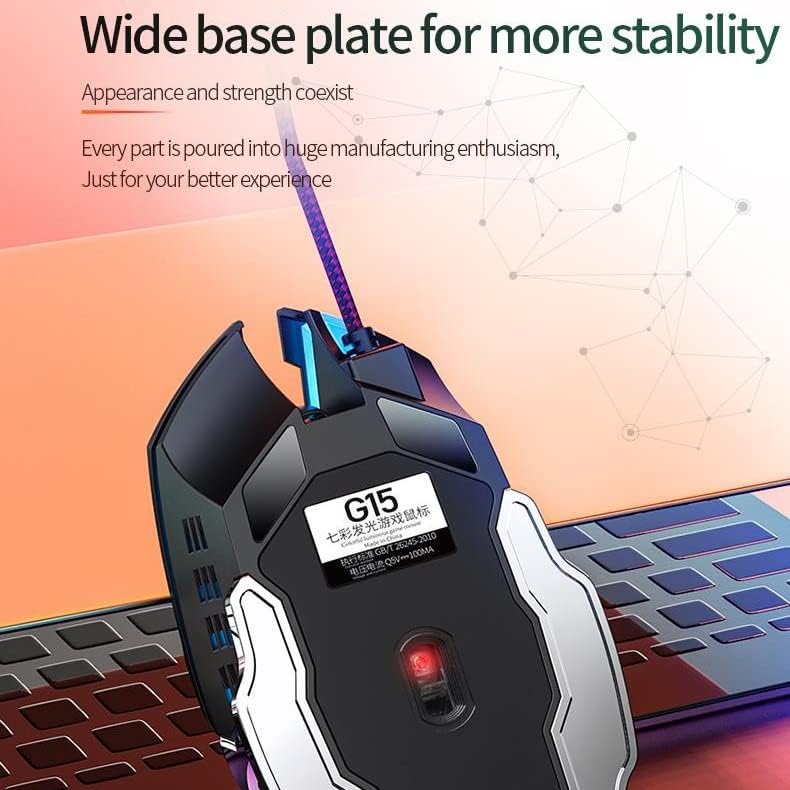 Gaming Mouse, Nagy Teljesítményű, Csendes USB Vezetékes 3200 DPI Laptop PC Számítógép Programozható (Fehér