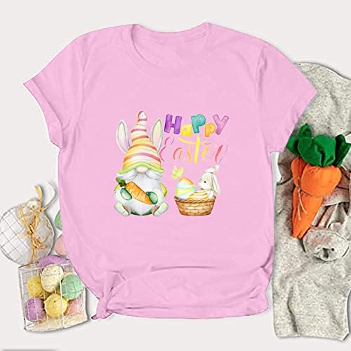 Boldog Húsvéti Pólók Női Aranyos Gnome Tojás, Nyuszi, Nyomtatott Póló, Kerek Nyakú, Rövid Ujjú, Nyári