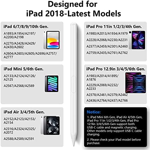 TiMOVO Stylus Toll az iPad készülékhez, Vezeték nélküli Töltés Ceruza, 2 Generációs Apple iPad 6/7/8/9/10