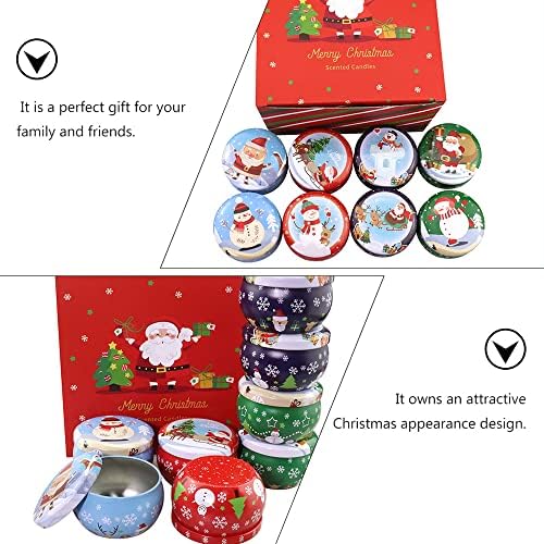 Qixivcom 16 Pack Karácsonyi cukorkák 8 Stílusok Karácsonyi Témájú Fém Konténerek Nyomtatott Édesség Süti